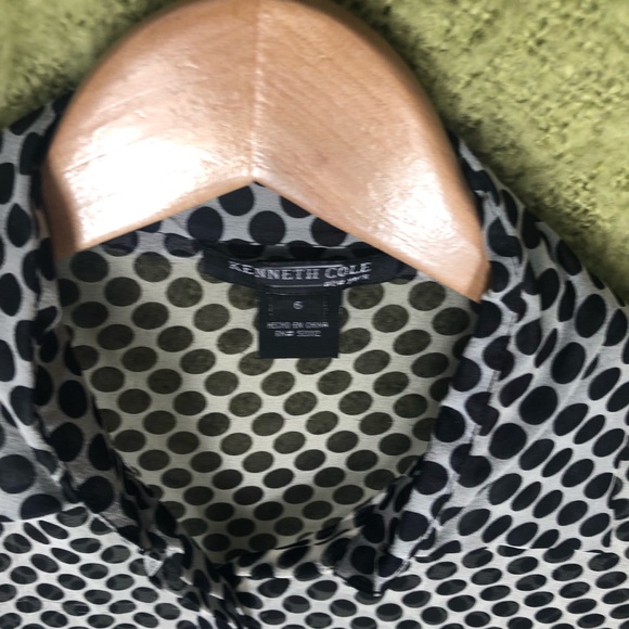 Kenneth Cole black sheer polka dot blouse size 6 - Picture 2 of 7